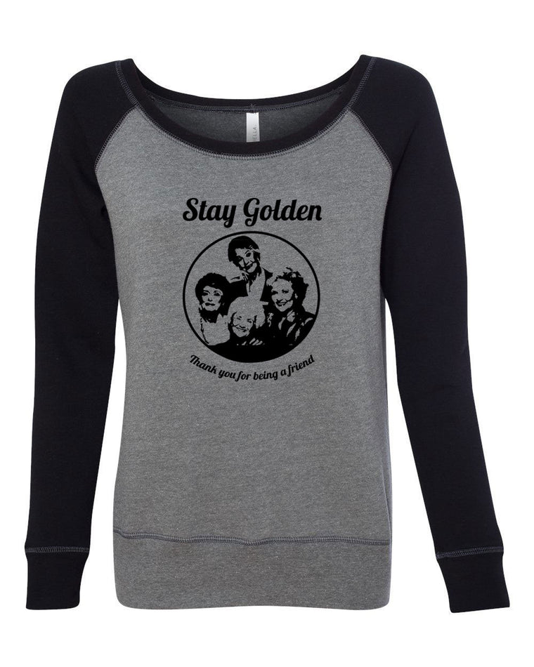 Women's Off the Shoulder Long Sleeve Shirt - Stay Golden
