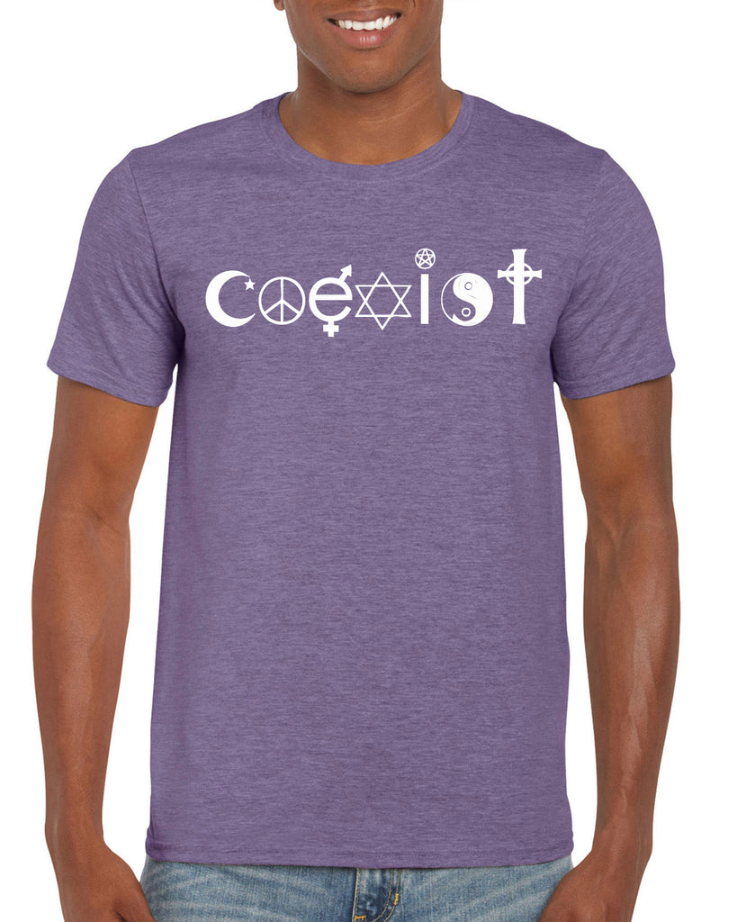 Hot Press Apparel Coexist mens T-shirt world peace religious freedom love trumps hate apparel shirt garment soft blend cotton