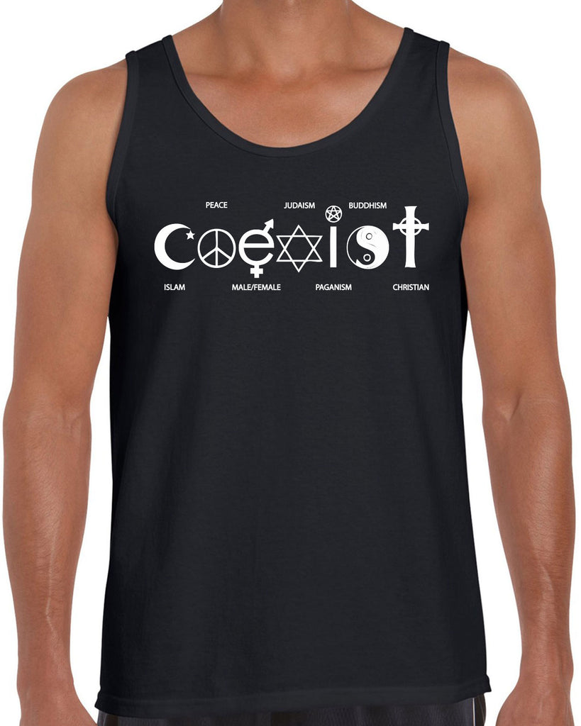 Hot Press Apparel Coexist Tank Top world peace religious freedom love trumps hate apparel shirt garment soft blend cotton