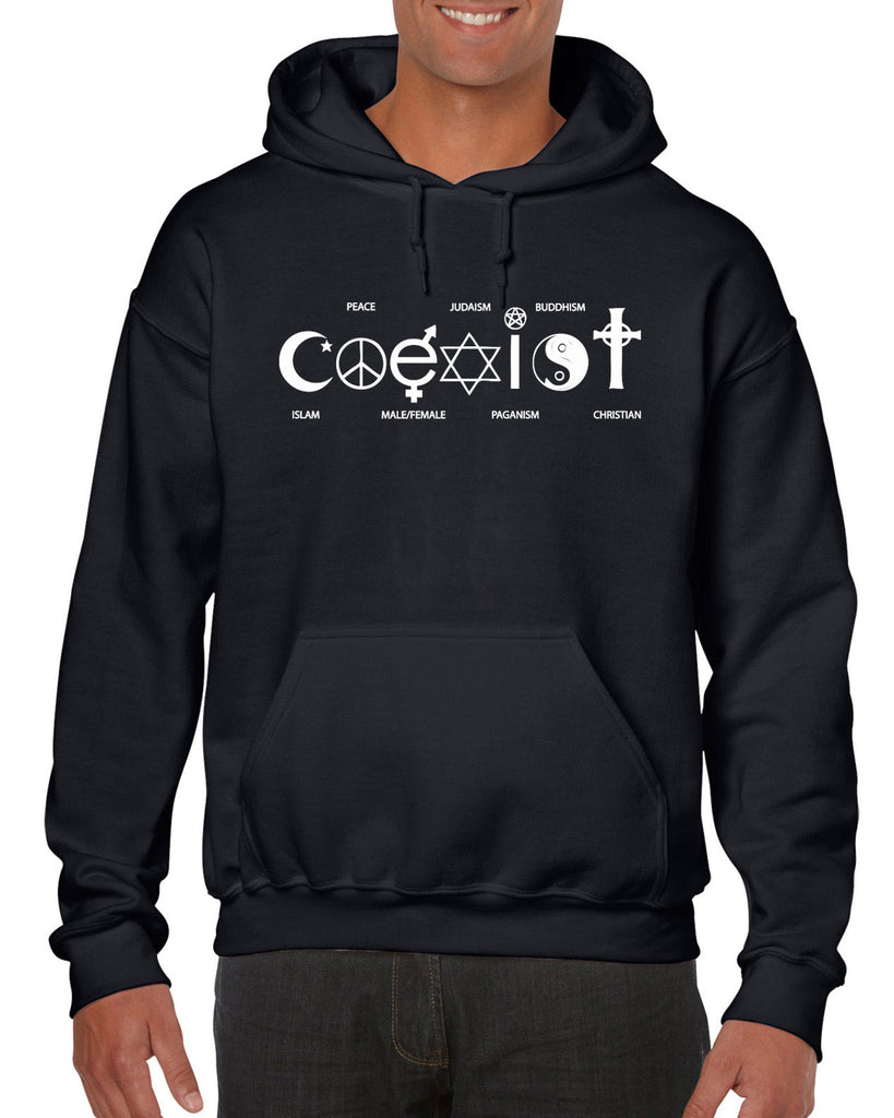 Hot Press Apparel Coexist Hoodie Hooded Sweatshirt world peace religious freedom love trumps hate apparel shirt garment soft blend cotton