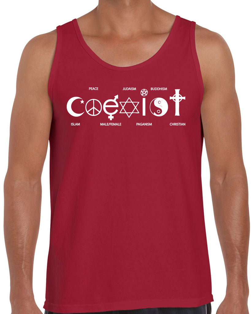 Hot Press Apparel Coexist Tank Top world peace religious freedom love trumps hate apparel shirt garment soft blend cotton