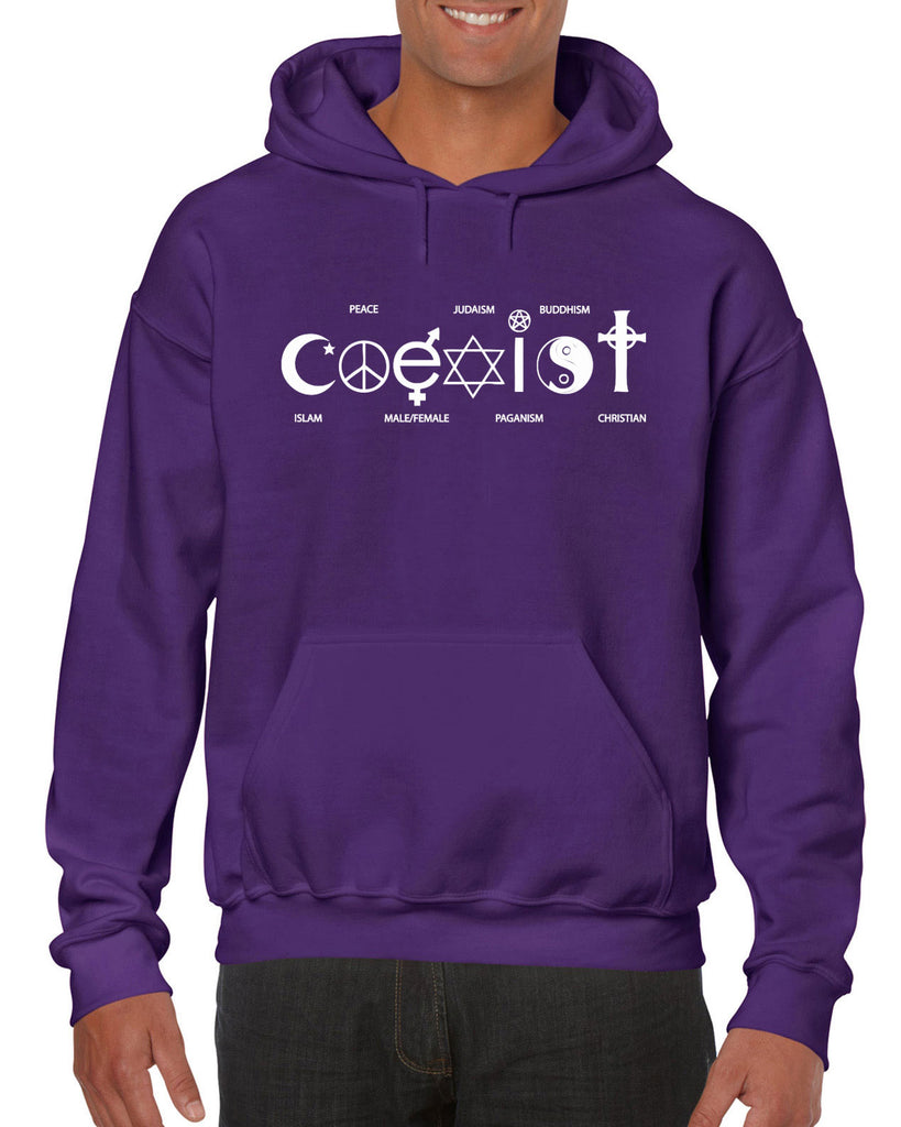 Hot Press Apparel Coexist Hoodie Hooded Sweatshirt world peace religious freedom love trumps hate apparel shirt garment soft blend cotton