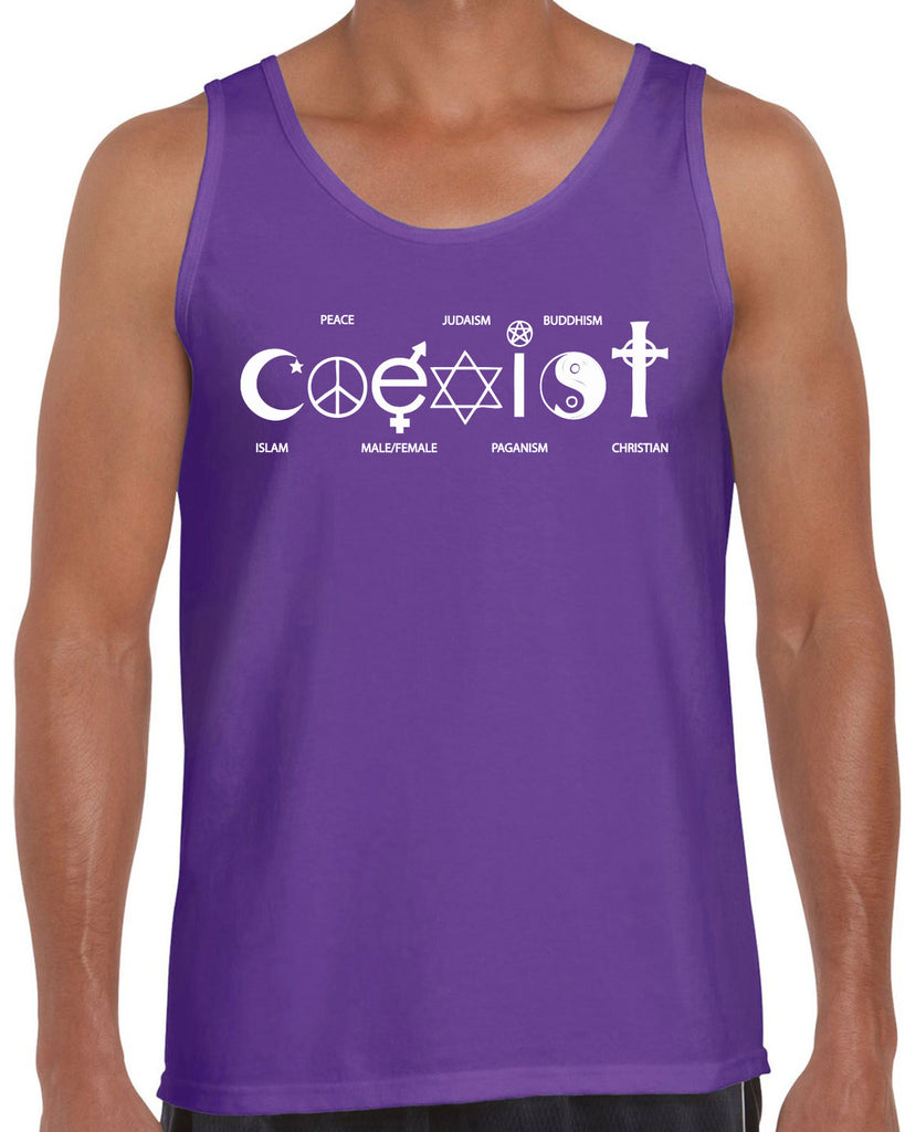 Hot Press Apparel Coexist Tank Top world peace religious freedom love trumps hate apparel shirt garment soft blend cotton