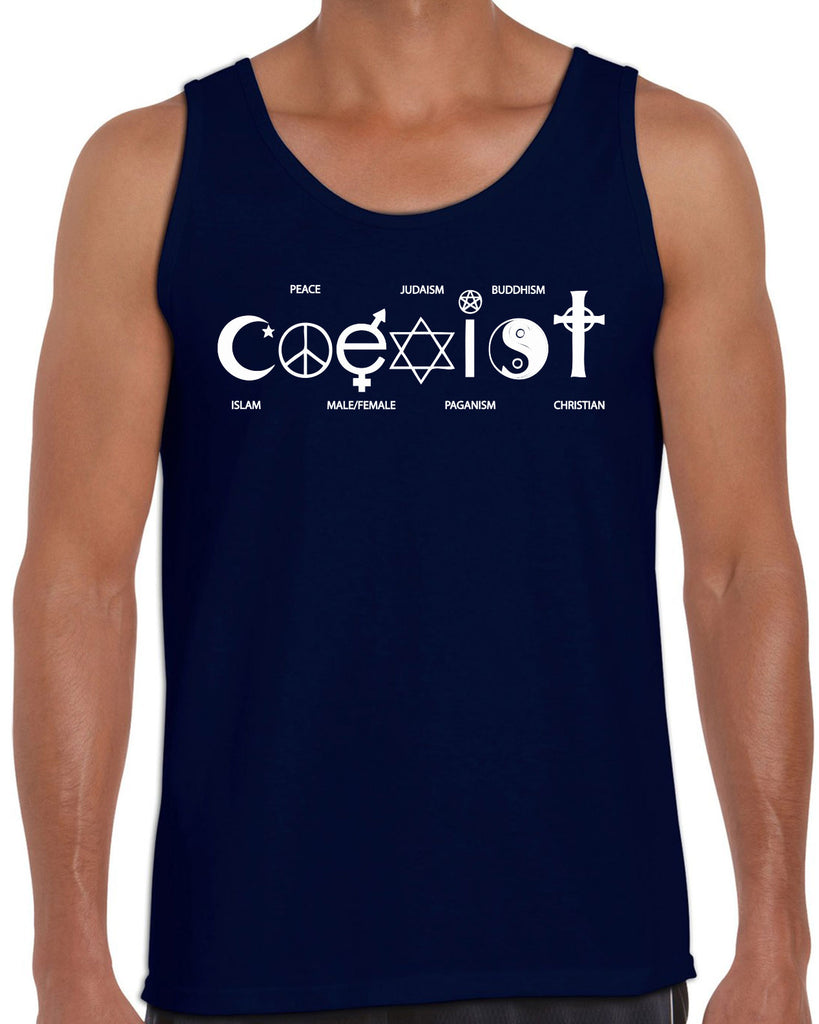 Hot Press Apparel Coexist Tank Top world peace religious freedom love trumps hate apparel shirt garment soft blend cotton