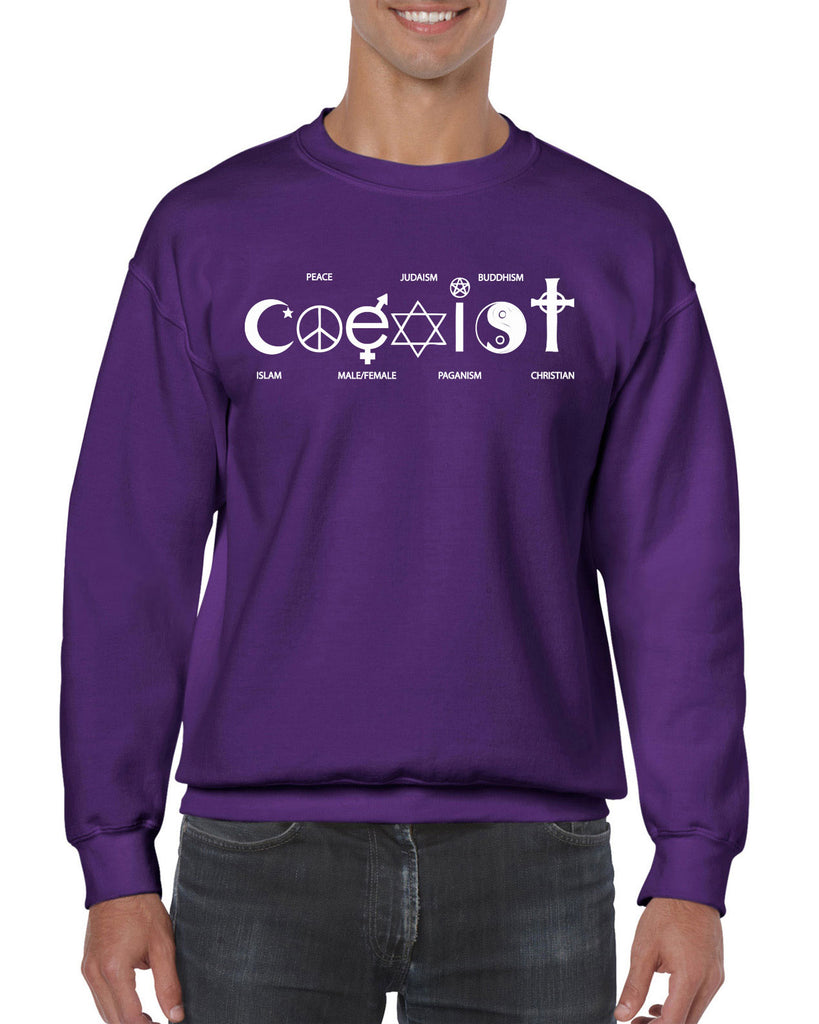 Hot Press Apparel Coexist Crew Sweatshirt world peace religious freedom love trumps hate apparel shirt garment soft blend cotton