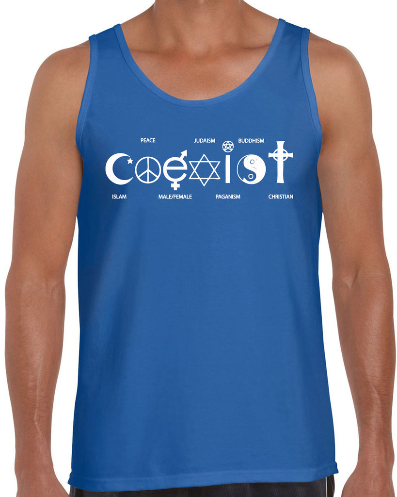 Hot Press Apparel Coexist Tank Top world peace religious freedom love trumps hate apparel shirt garment soft blend cotton