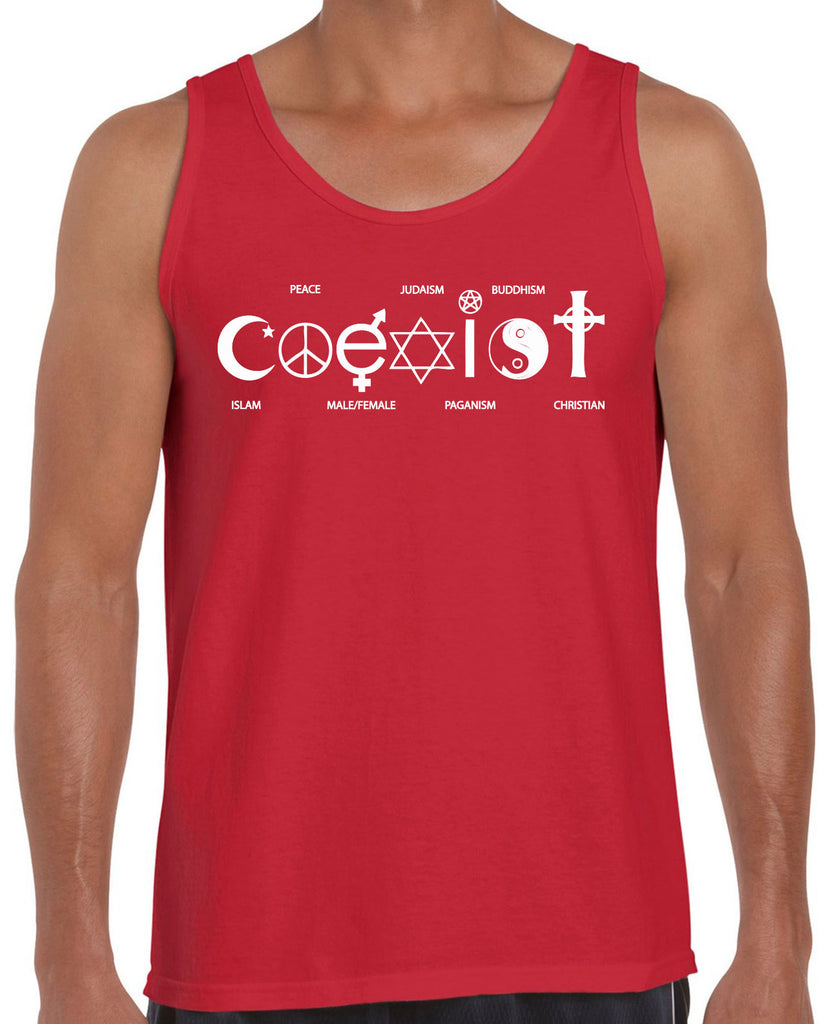 Hot Press Apparel Coexist Tank Top world peace religious freedom love trumps hate apparel shirt garment soft blend cotton