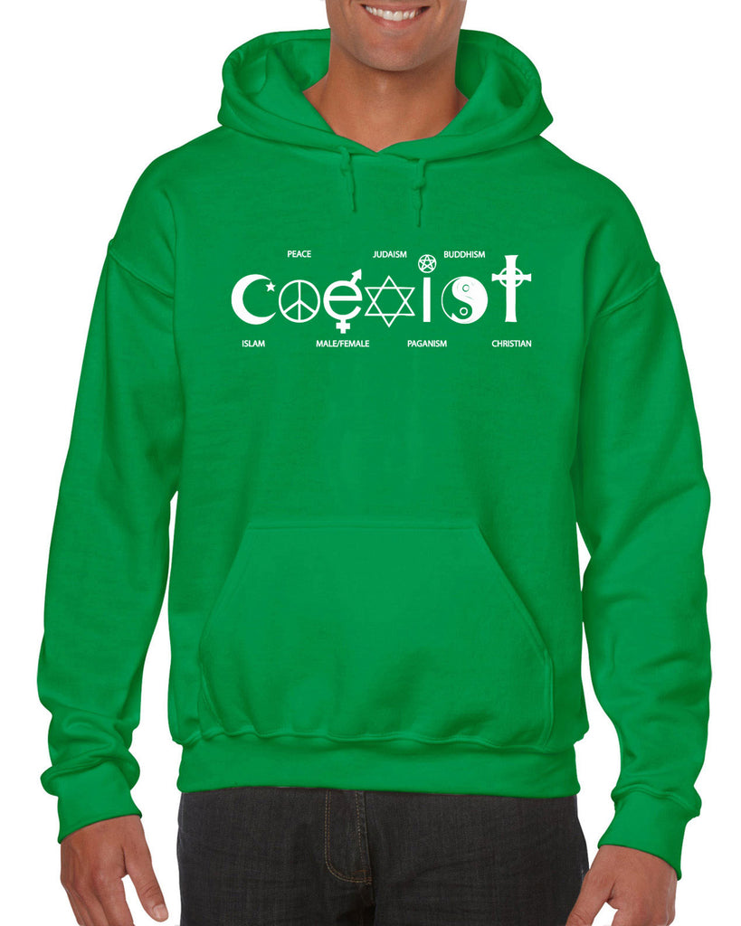 Hot Press Apparel Coexist Hoodie Hooded Sweatshirt world peace religious freedom love trumps hate apparel shirt garment soft blend cotton