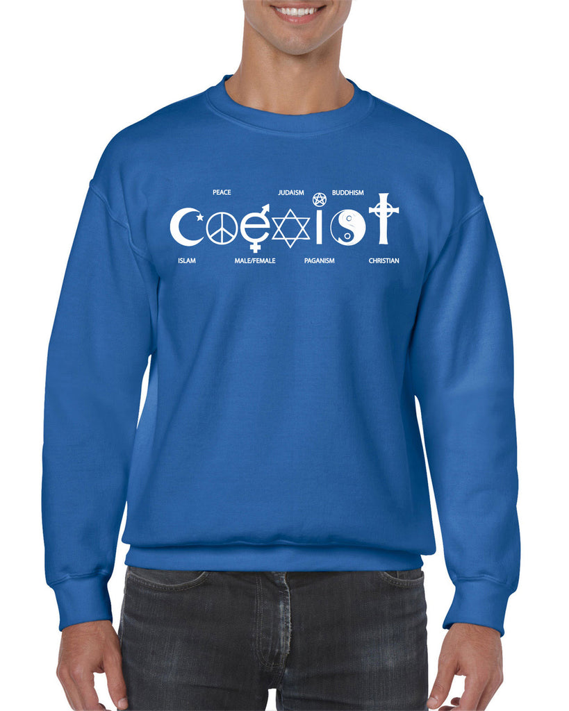 Hot Press Apparel Coexist Crew Sweatshirt world peace religious freedom love trumps hate apparel shirt garment soft blend cotton