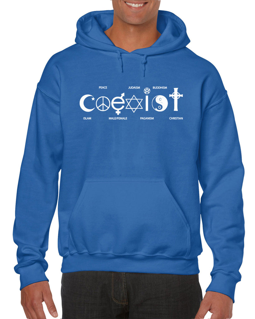 Hot Press Apparel Coexist Hoodie Hooded Sweatshirt world peace religious freedom love trumps hate apparel shirt garment soft blend cotton