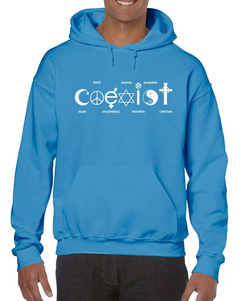 Hot Press Apparel Coexist Hoodie Hooded Sweatshirt world peace religious freedom love trumps hate apparel shirt garment soft blend cotton