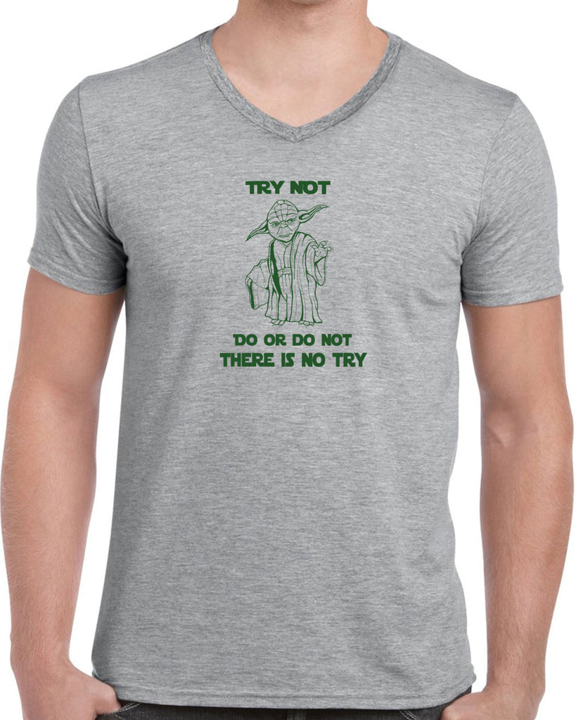 Men's Short Sleeve V-Neck T-Shirt - Do or Do Not, There is No Try