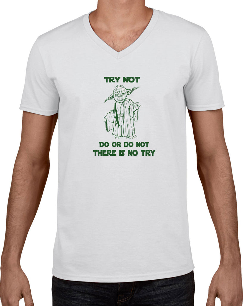 Men's Short Sleeve V-Neck T-Shirt - Do or Do Not, There is No Try