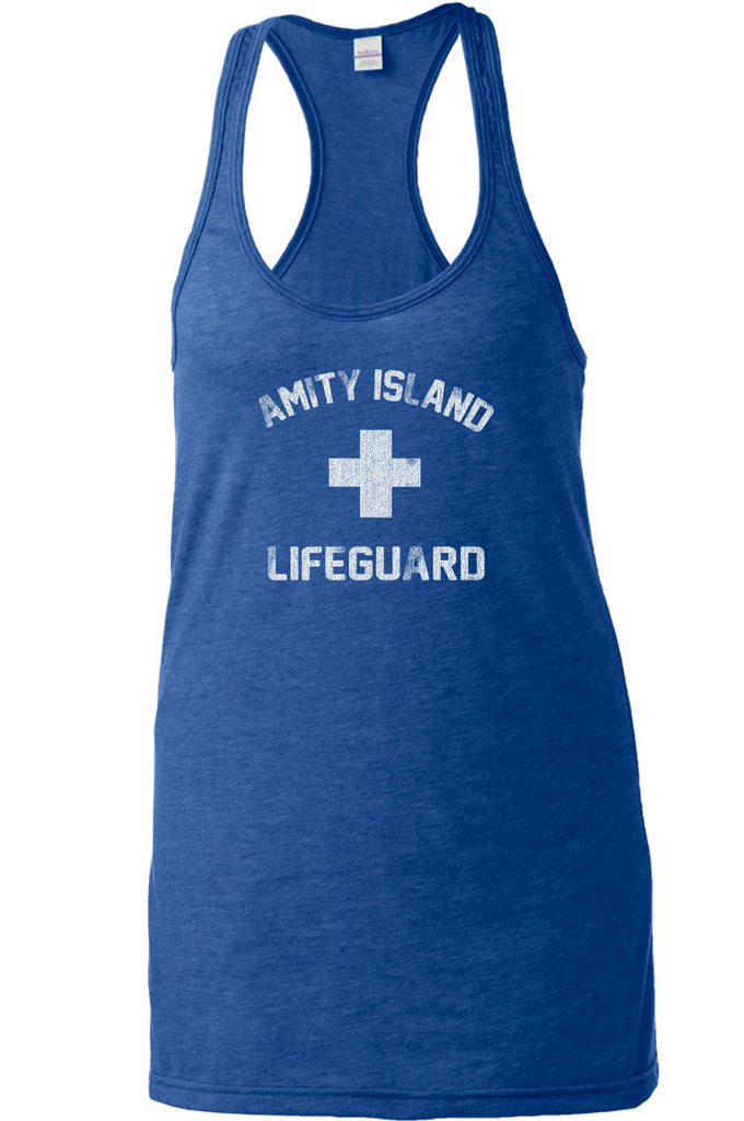 Amity Island Lifeguard Racer Back racerback Tank Top jaws great white sharks you're gonna need a bigger boat scary movie horror