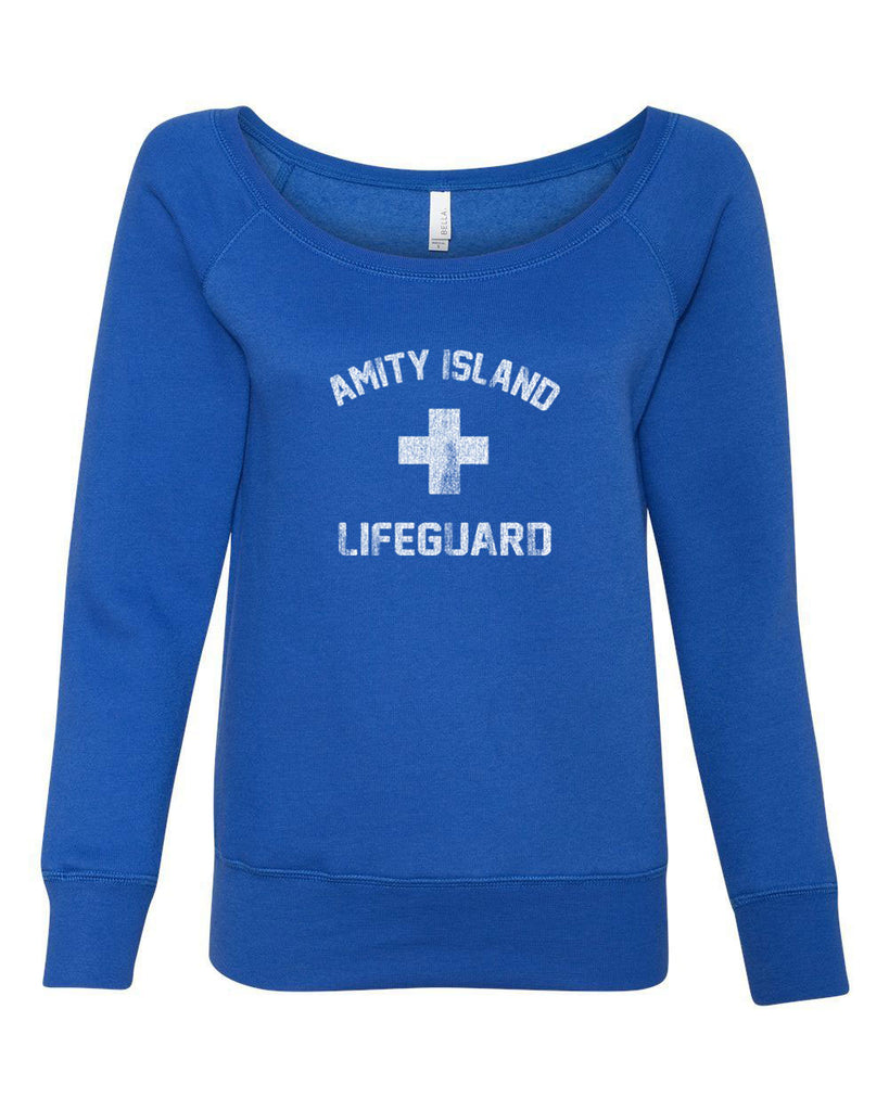 Women's Off the Shoulder Sweatshirt - Amity Island Lifeguard