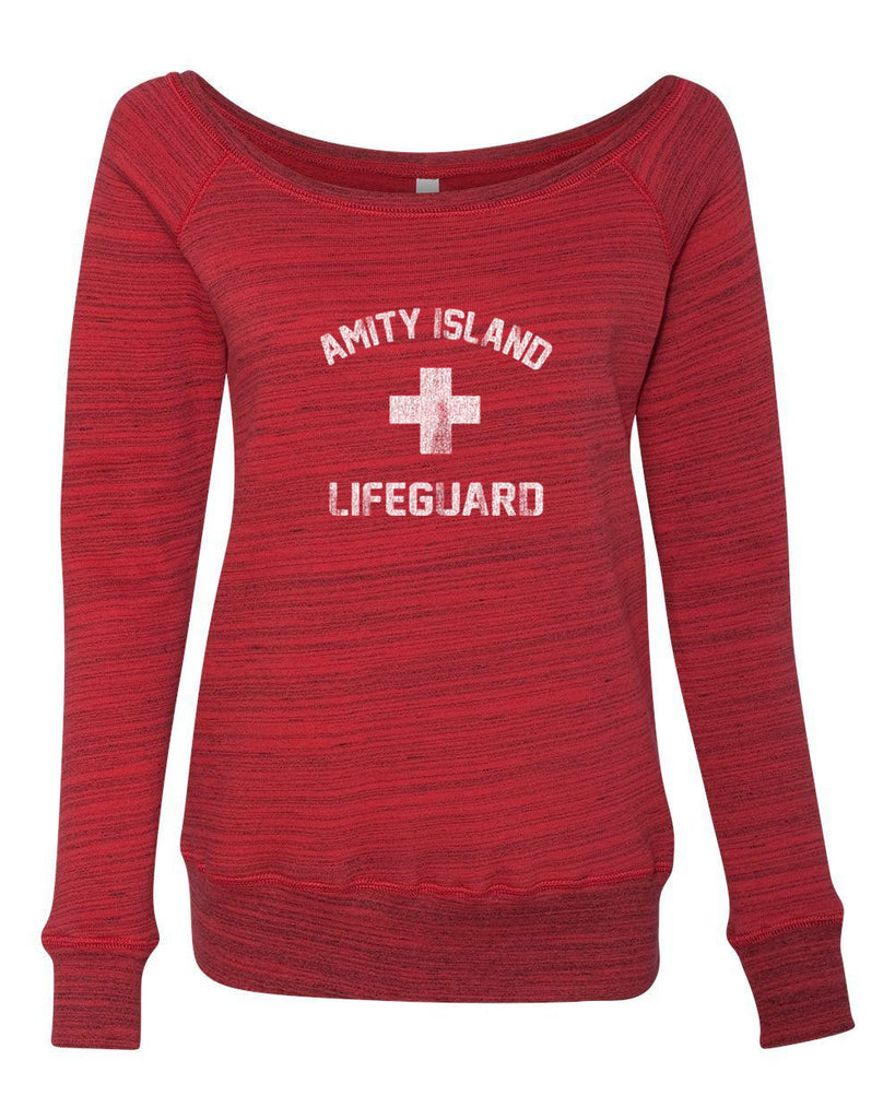 Amity Island Lifeguard Off the Shoulder Crew Sweatshirt jaws great white sharks you're gonna need a bigger boat scary movie horror