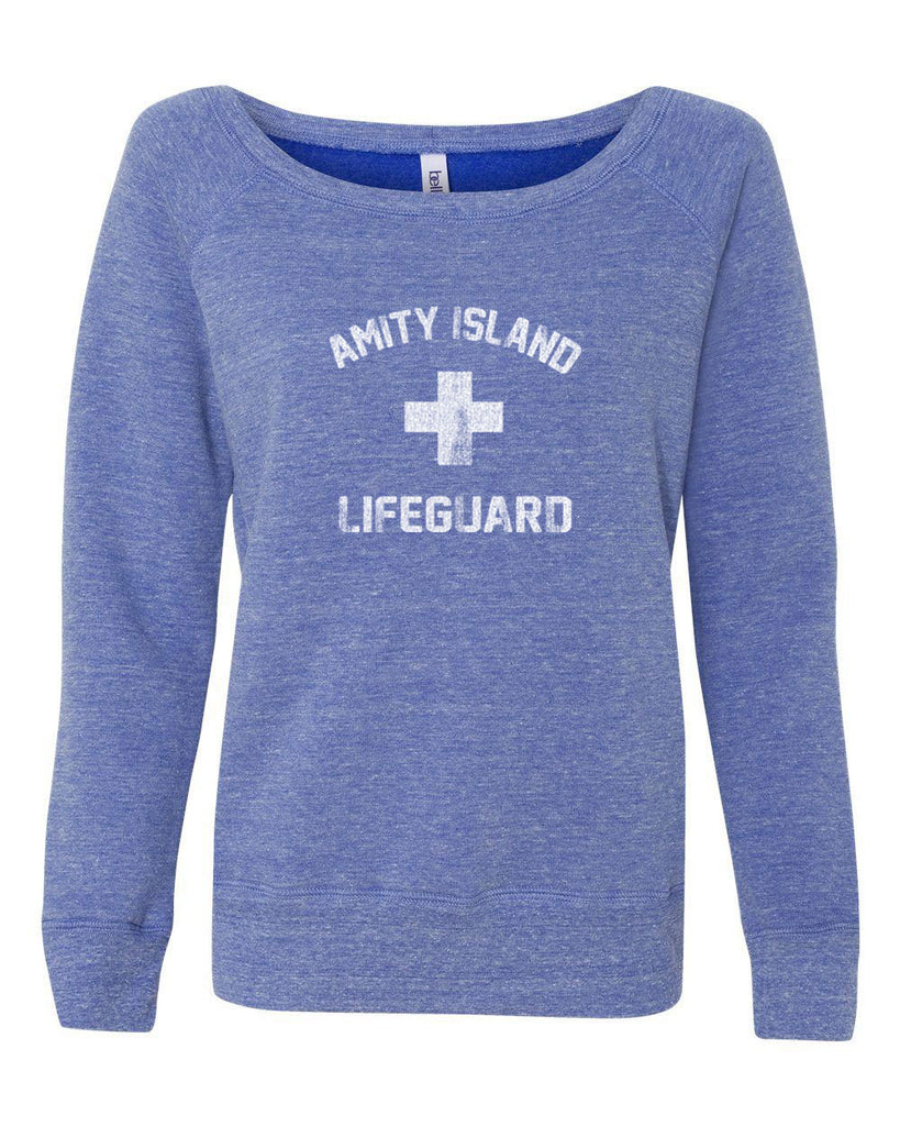 Women's Off the Shoulder Sweatshirt - Amity Island Lifeguard