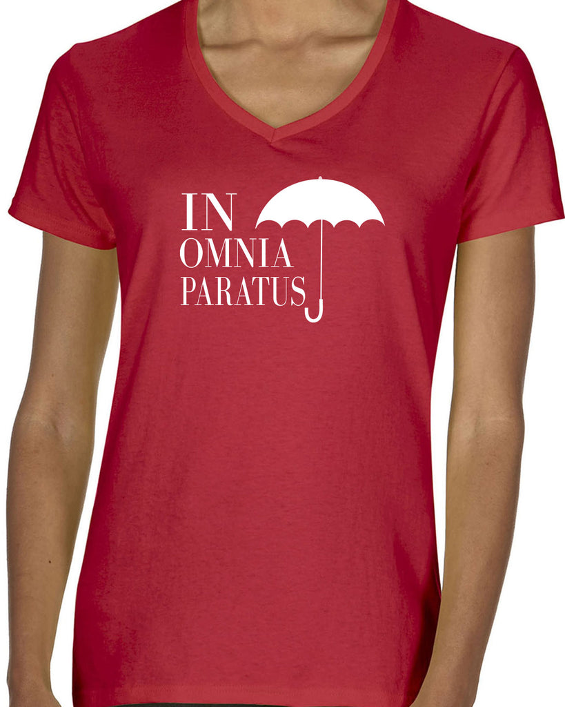 In Omnia Paratus Womens V-neck Shirt funny tv show gilmore girls lori rory lukes diner umbrella vintage retro
