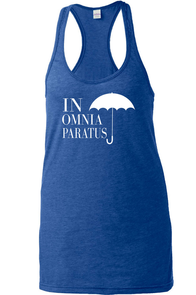 In Omnia Paratus Racerback Tank Top Racer Back funny tv show gilmore girls lori rory lukes diner umbrella vintage retro