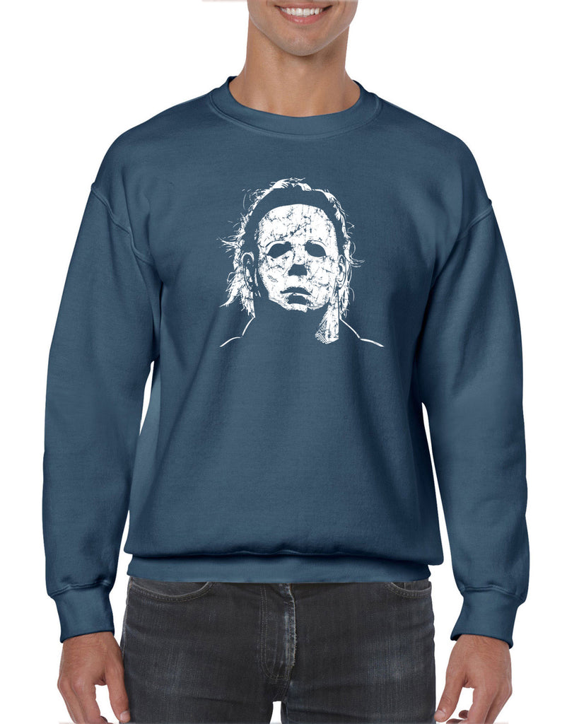 Halloween Mask Crew Sweatshirt face costume slasher horror scary 70s 80s costume party michael meyers