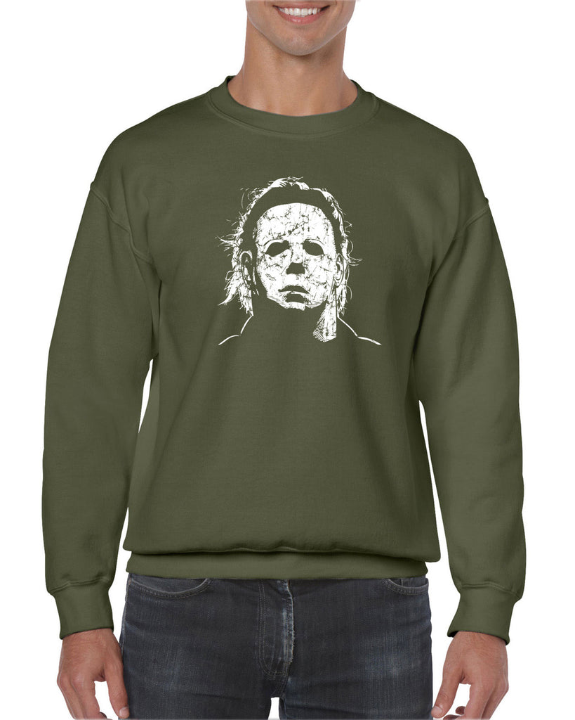 Halloween Mask Crew Sweatshirt face costume slasher horror scary 70s 80s costume party michael meyers