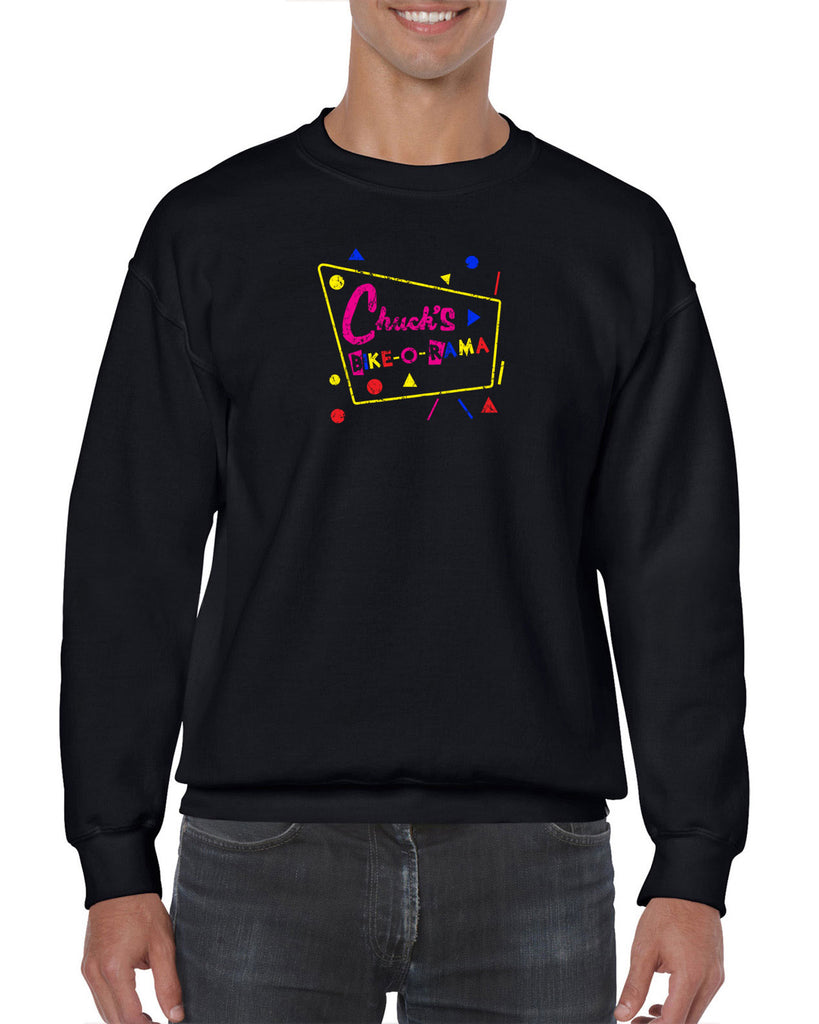 Chucks Bike O Rama Crew Sweatshirt pee wee's big adventure 80s movie party funny biker biking costume