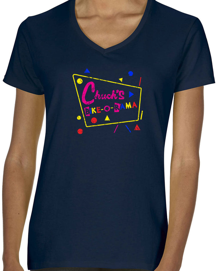 Women's Short Sleeve V-Neck T-Shirt - Chucks Bike O' Rama