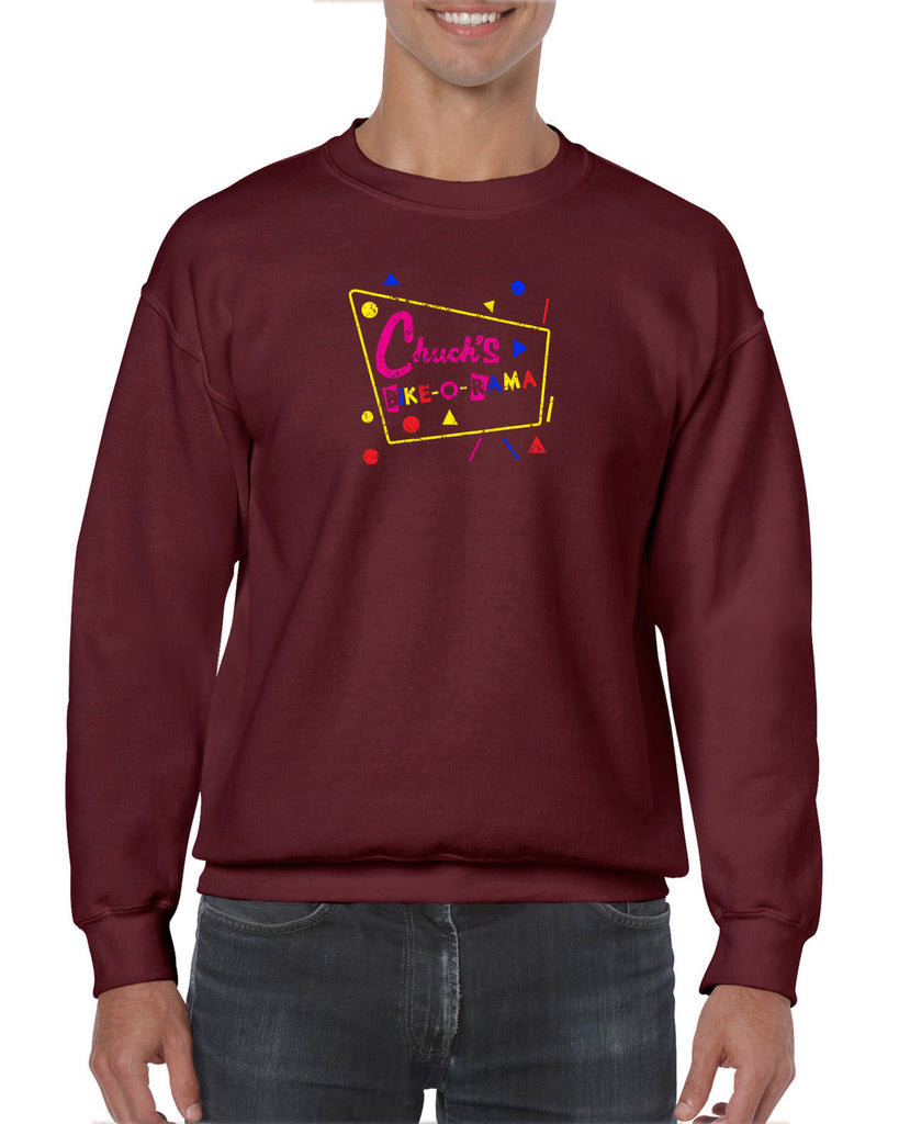 Chucks Bike O Rama Crew Sweatshirt pee wee's big adventure 80s movie party funny biker biking costume
