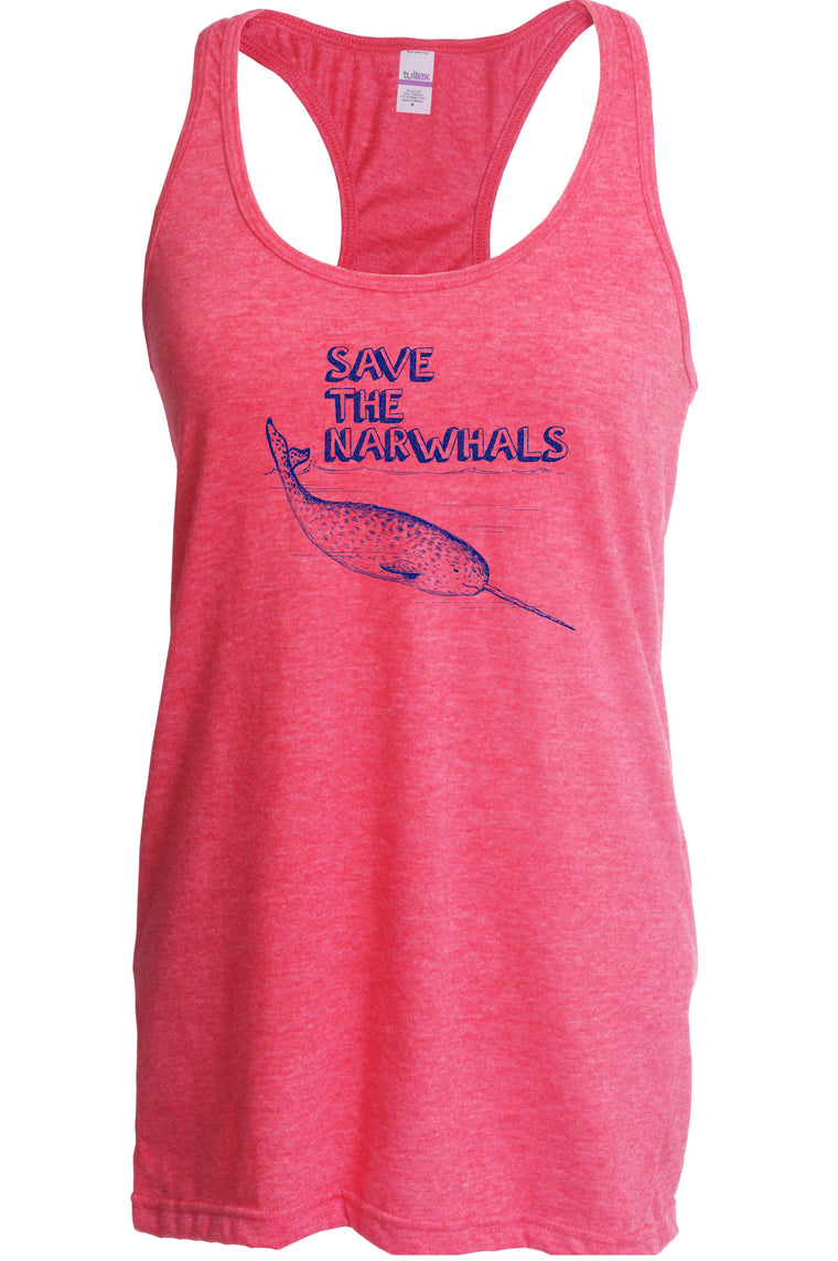 Women's Racer Back Tank Top - Save the Narwhals