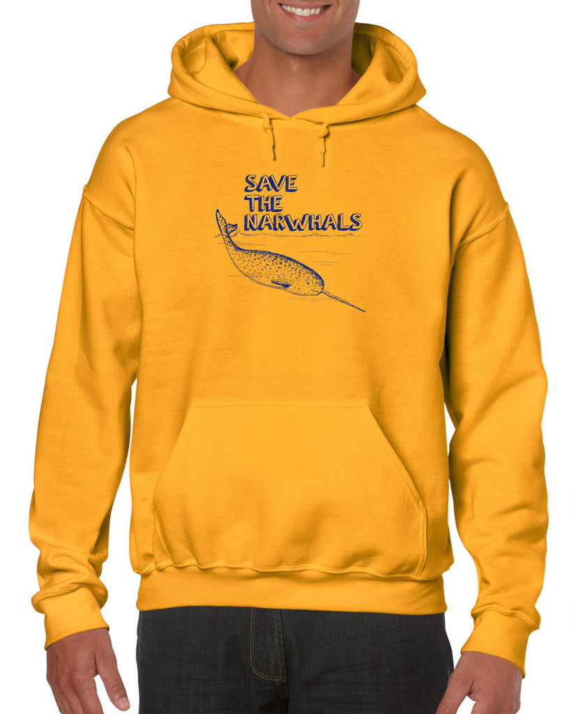 Save the Narwhals Hoodie Hooded Sweatshirt funny whale conservation preservation endangered species ocean animal mammal whale