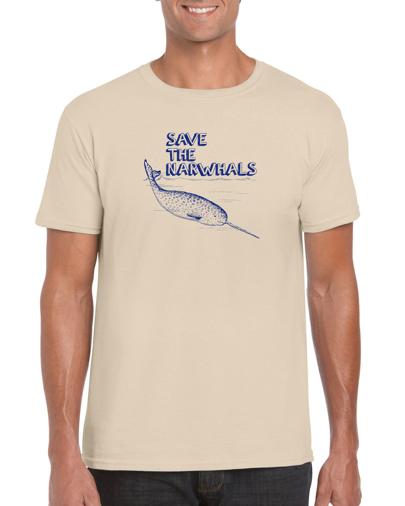 Save the Narwhals Mens T-shirt funny whale conservation preservation endangered species ocean animal mammal whale