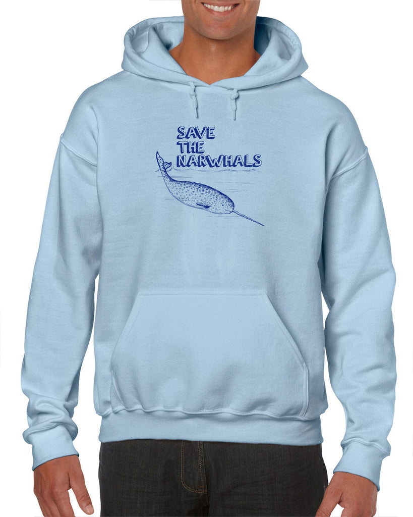 Save the Narwhals Hoodie Hooded Sweatshirt funny whale conservation preservation endangered species ocean animal mammal whale