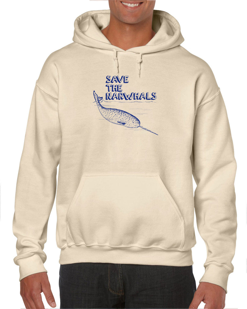 Save the Narwhals Hoodie Hooded Sweatshirt funny whale conservation preservation endangered species ocean animal mammal whale