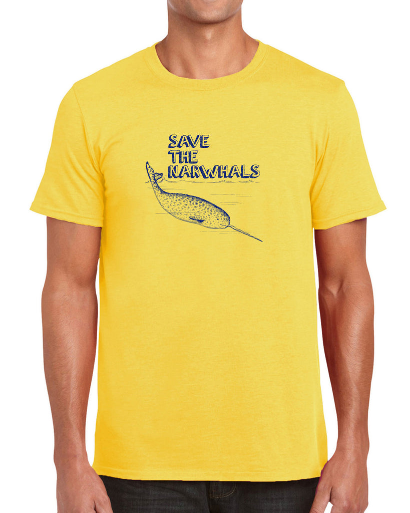 Save the Narwhals Mens T-shirt funny whale conservation preservation endangered species ocean animal mammal whale