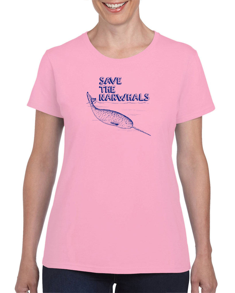 Save the Narwhals Womens T-shirt funny whale conservation preservation endangered species ocean animal mammal whale