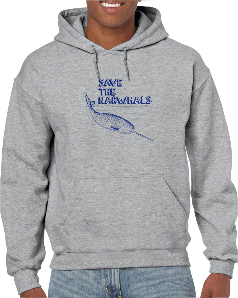 Save the Narwhals Hoodie Hooded Sweatshirt funny whale conservation preservation endangered species ocean animal mammal whale