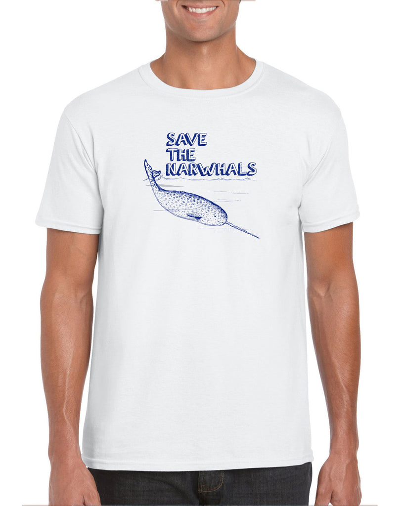 Save the Narwhals Mens T-shirt funny whale conservation preservation endangered species ocean animal mammal whale
