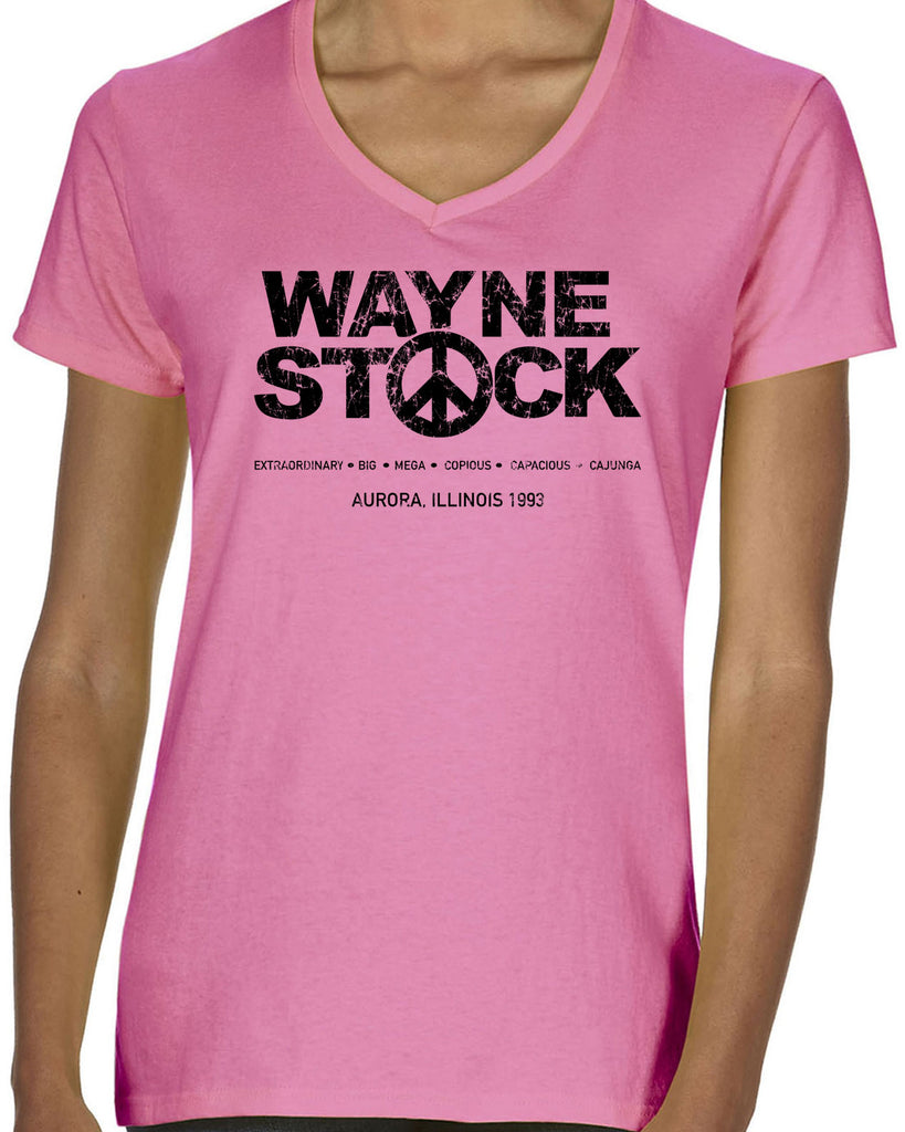 Waynestock Womens V-Neck T-shirt 90s 80s movie waynes world funny comedy halloween costume music festival vintage retro