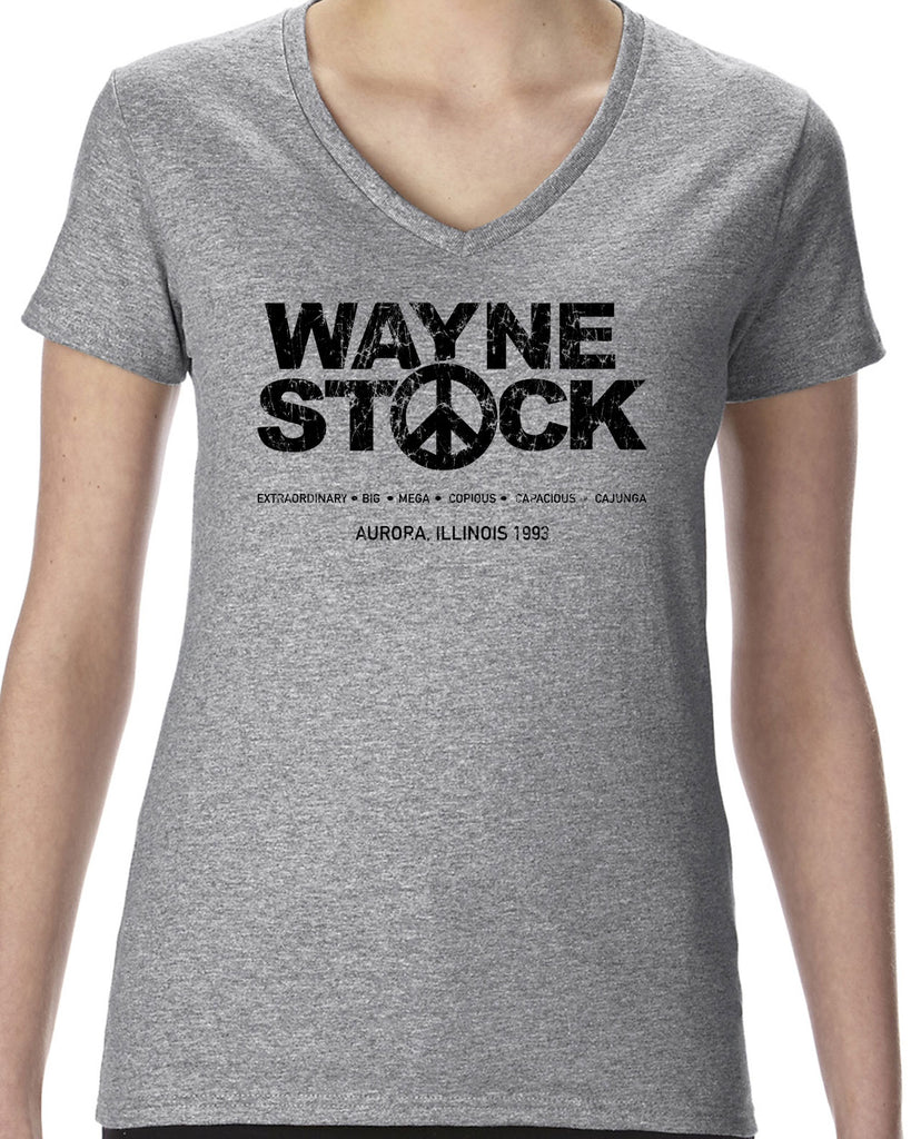 Waynestock Womens V-Neck T-shirt 90s 80s movie waynes world funny comedy halloween costume music festival vintage retro