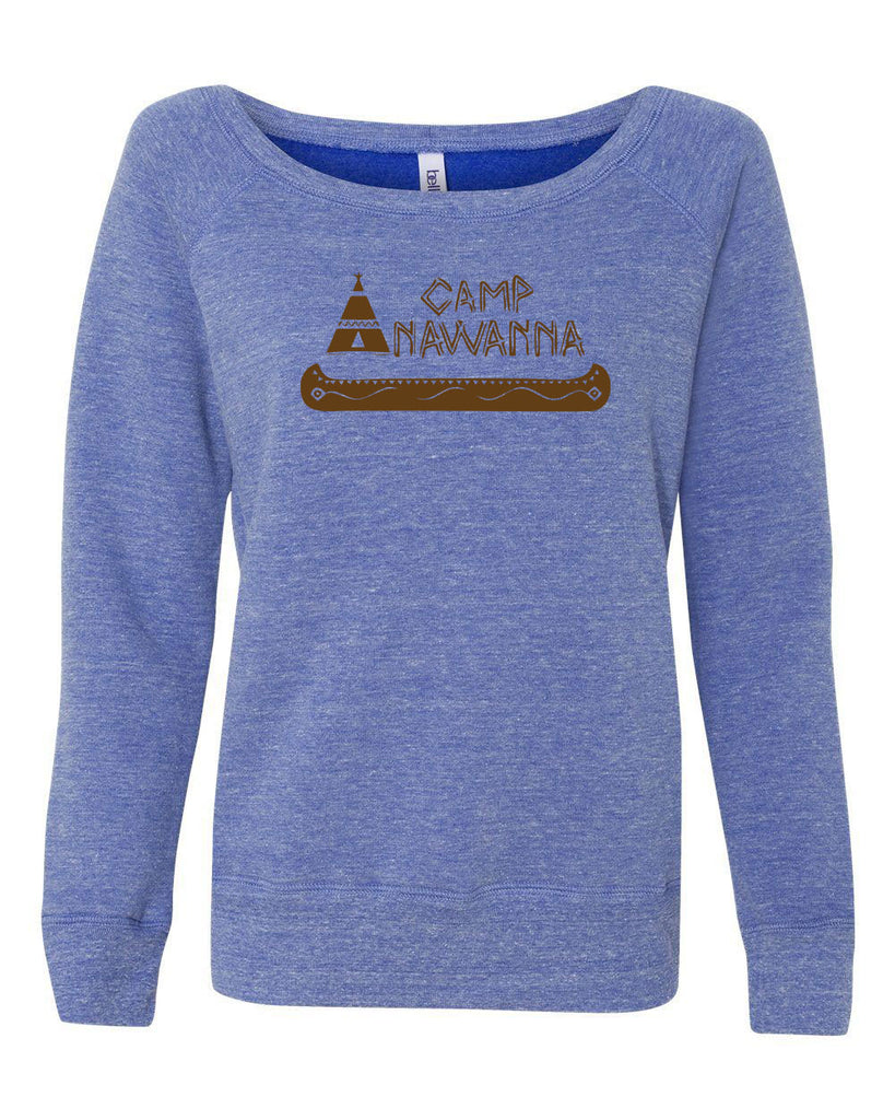 Camp Anawanna Off The Shoulder Womens Crew Sweatshirt Funny Tv Show Salute Our Shorts Halloween Costume Counselor 90s Funny Vintage Retro