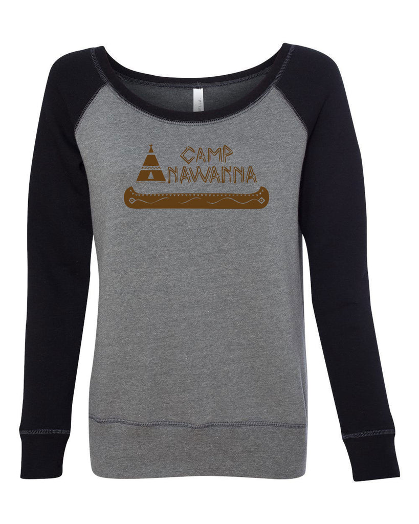 Camp Anawanna Off The Shoulder Womens Crew Sweatshirt Funny Tv Show Salute Our Shorts Halloween Costume Counselor 90s Funny Vintage Retro