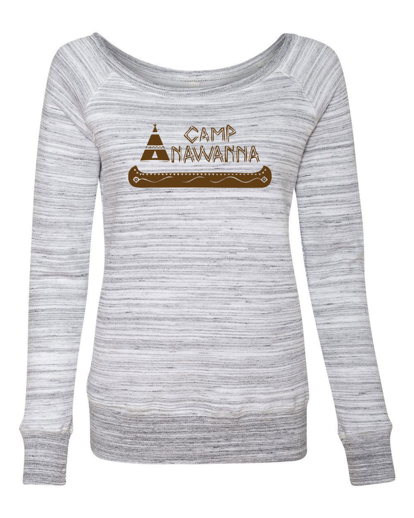 Camp Anawanna Off The Shoulder Womens Crew Sweatshirt Funny Tv Show Salute Our Shorts Halloween Costume Counselor 90s Funny Vintage Retro