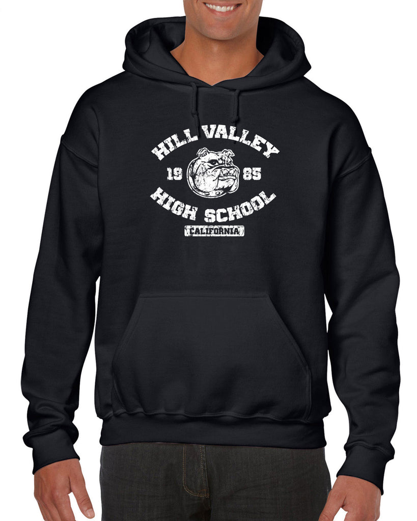 Hill Valley High School Hooded Sweatshirt Funny 80s Movie Back To The Future Marty Mcfly Halloween Costume Vintage Retro 