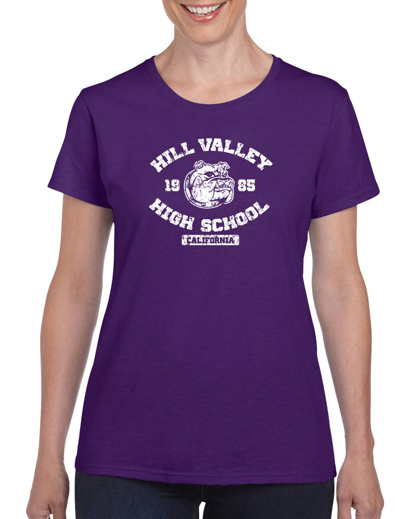 Hill Valley High School Womens T-Shirt Funny 80s Movie Back To The Future Marty Mcfly Halloween Costume Vintage Retro