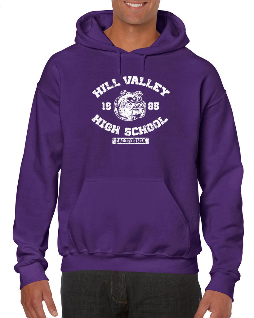 Hill Valley High School Hooded Sweatshirt Funny 80s Movie Back To The Future Marty Mcfly Halloween Costume Vintage Retro 