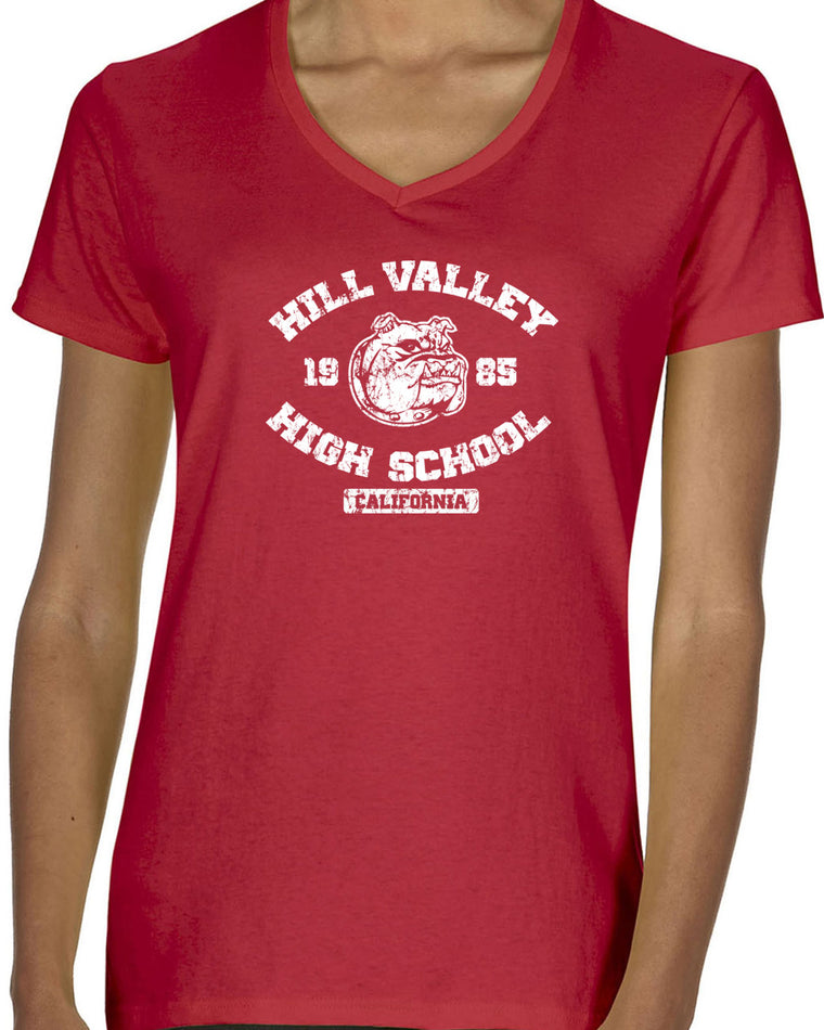 Women's Short Sleeve V-Neck T-Shirt - Hill Valley High School