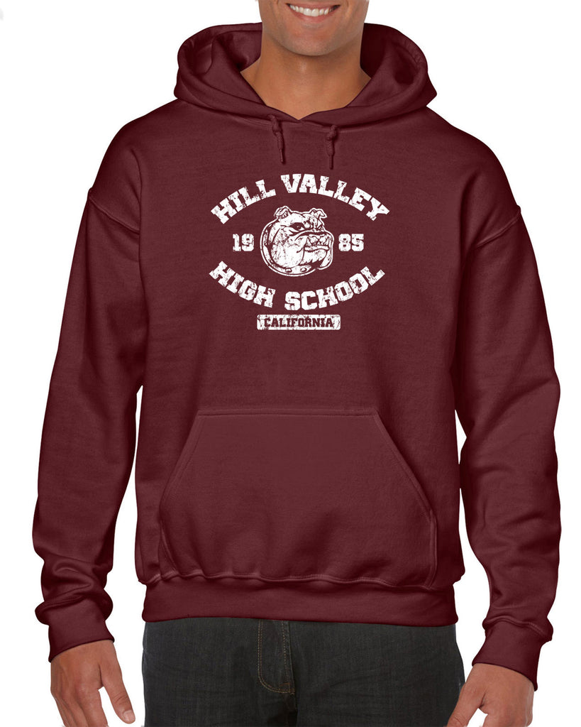 Hill Valley High School Hooded Sweatshirt Funny 80s Movie Back To The Future Marty Mcfly Halloween Costume Vintage Retro