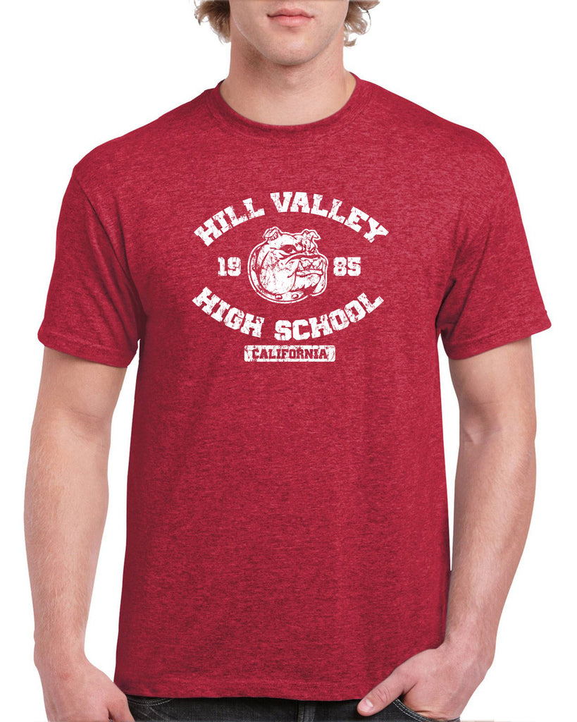 Hill Valley High School Mens T-Shirt Funny 80s Movie Back To The Future Marty Mcfly Halloween Costume Vintage Retro