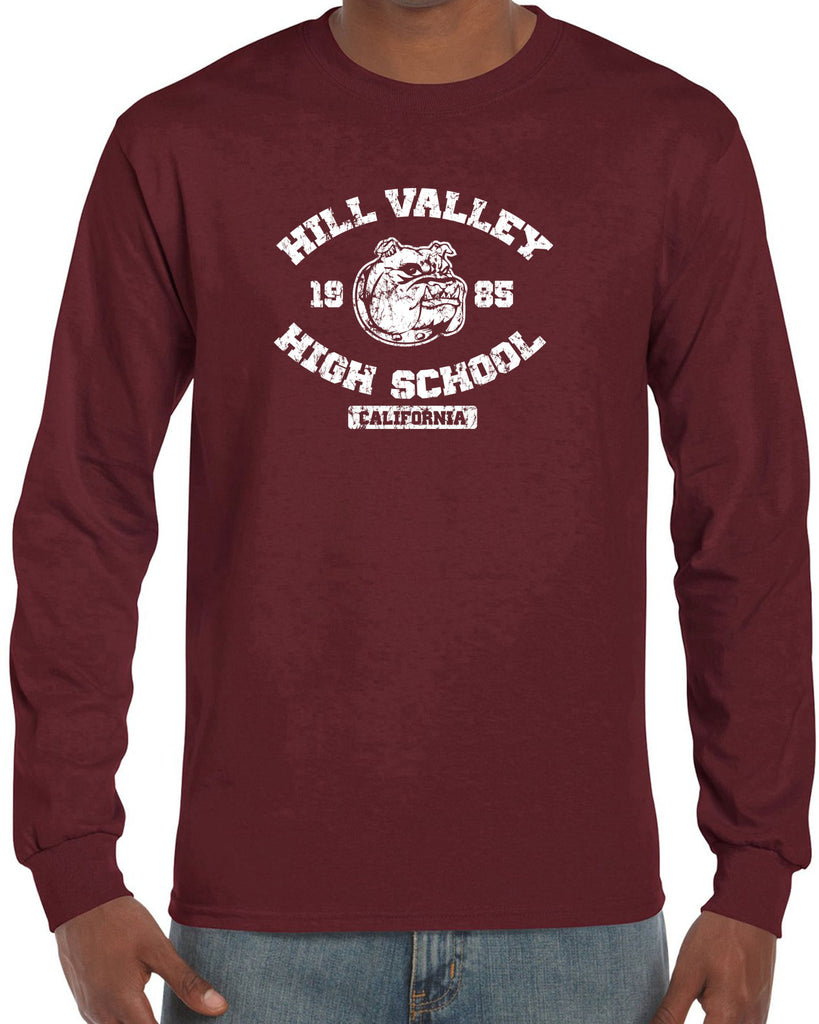 Hill Valley High School Long Sleeve Shirt Funny 80s Movie Back To The Future Marty Mcfly Halloween Costume Vintage Retro