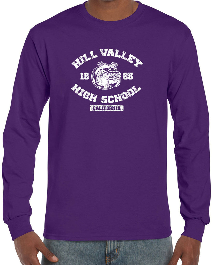 Hill Valley High School Long Sleeve Shirt Funny 80s Movie Back To The Future Marty Mcfly Halloween Costume Vintage Retro